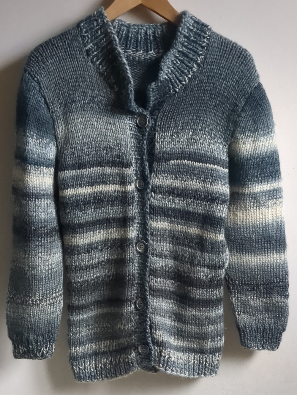 Handmade Sweater Cardigan Button Grey Medium